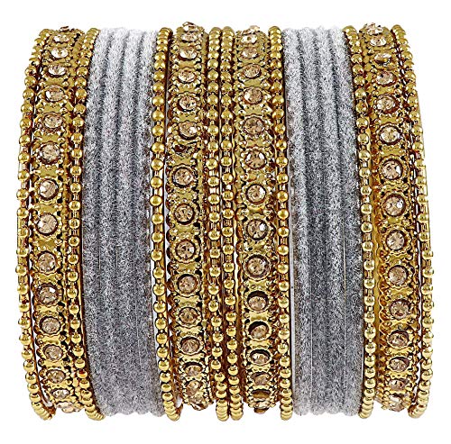 Image of NMII Get your traditions Valentine Gift for Girls & Women Silk Thread Bangle Set With Zircon For Womne & Girls