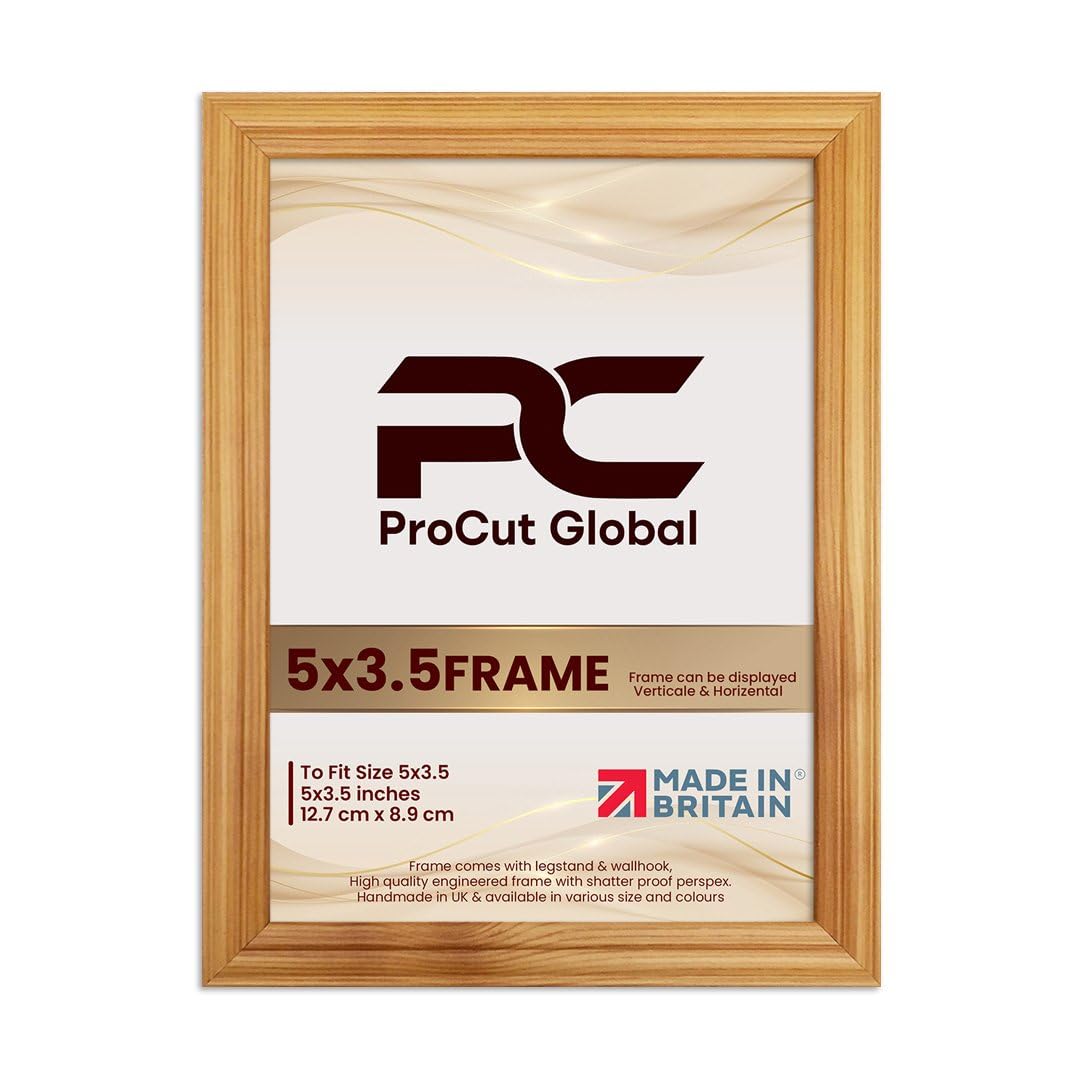 Procut Global 5X3.5 Country Pine Picture Frames - Classic Wooden Photo Frame with Shatterproof Perspex for Wall or Tabletop - Perfect for Posters, Certificates & Prints - Sizes & Colors Available