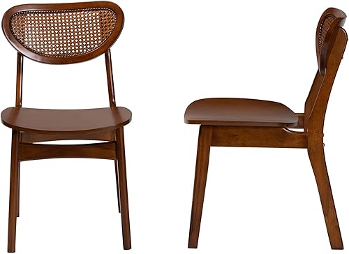 Miniatura 5 de Baxton Studio Hesper - Juego de 2 sillas de comedor, color marrón nogal/marrón claro Marrón nogal/marrón claro,Marrón oscuro/Light