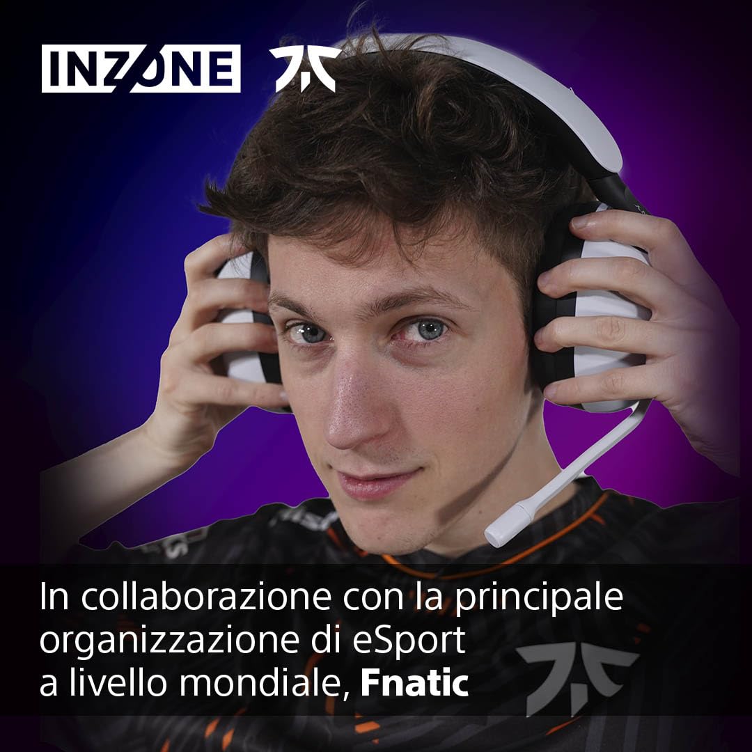 Sony INZONE H9 | Cuffie Gaming Wireless con Noise Cancelling, 360 Spatial Sound per Gaming, con Mic, Batteria fino a 40h, PC/PS5 PlayStation - Bianco Nero