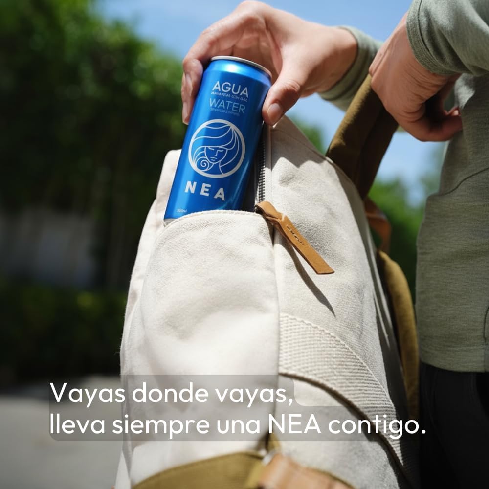 NEA Eau Pétillante en Canette Aluminium Recyclable - Pack 48 Canettes 33cl (2 Boîtes de 24) - Eau Minérale Gazeuse Source Alpine - Sans Plastique Sans BPA - Bulles Fines Familles Événements