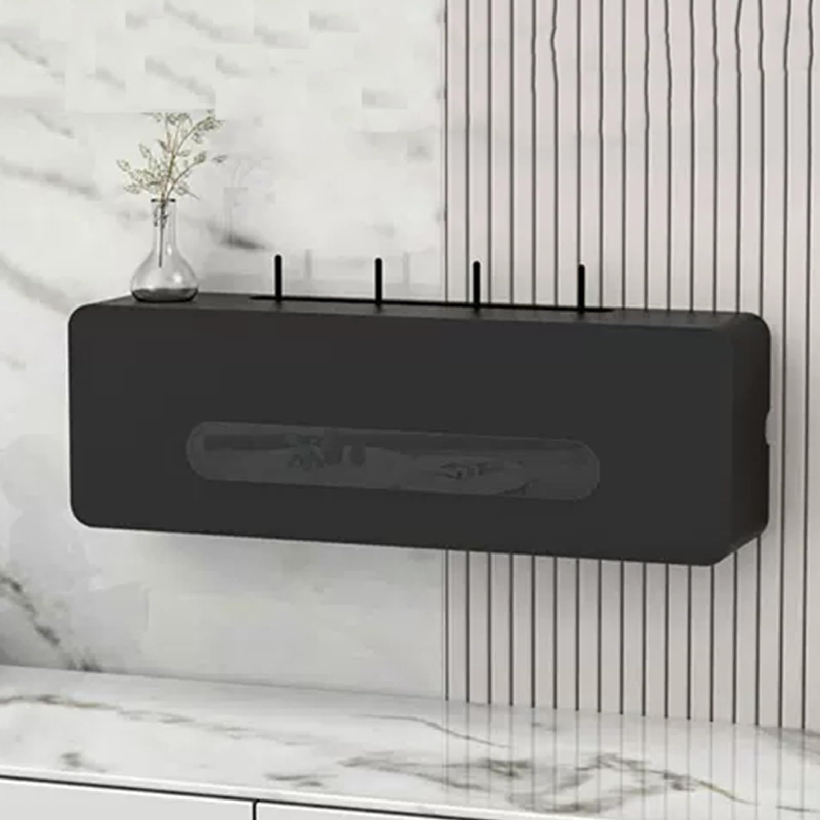 Wireless WiFi Router Shelf Storage Box, Wall Mounted Solid Wood Router Organizer for Cord Management