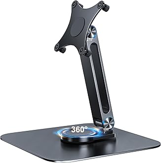 JUNEBOX Portable Monitor Stand VESA 75x75mm Holes M4 Anti-Loss Screws, Aluminum Alloy Base, Fits 7"- 18", 15.6" 16" 17" 17.3" 18" Inch Small Monitors Lay Flat, Black Desk Mount (Not Fits100x100mm)
