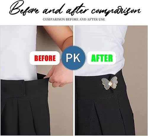 Miniatura 4 de Qkari Juego de 8 pines de botones ajustables sin coser, ajustador de botón perfecto para jeans, pantalones, faldas, ropa (plata + cobre)