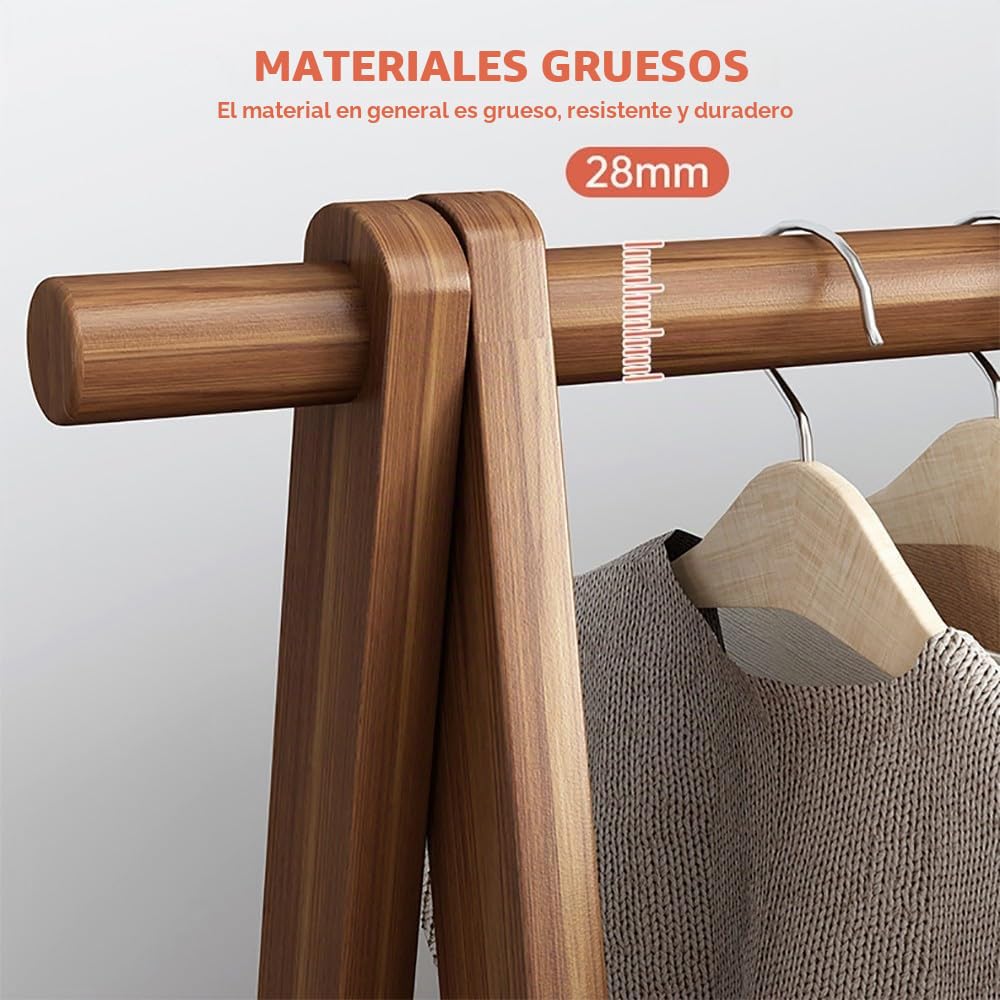 Perchero de Madera, Perchero de Madera de pie, Burro Ropa Plegable, Resistente y Estable, Maximum Load 80kg, para el Pasillo de la Oficina en casa : 60/80/100/120CMx46CMx150CM