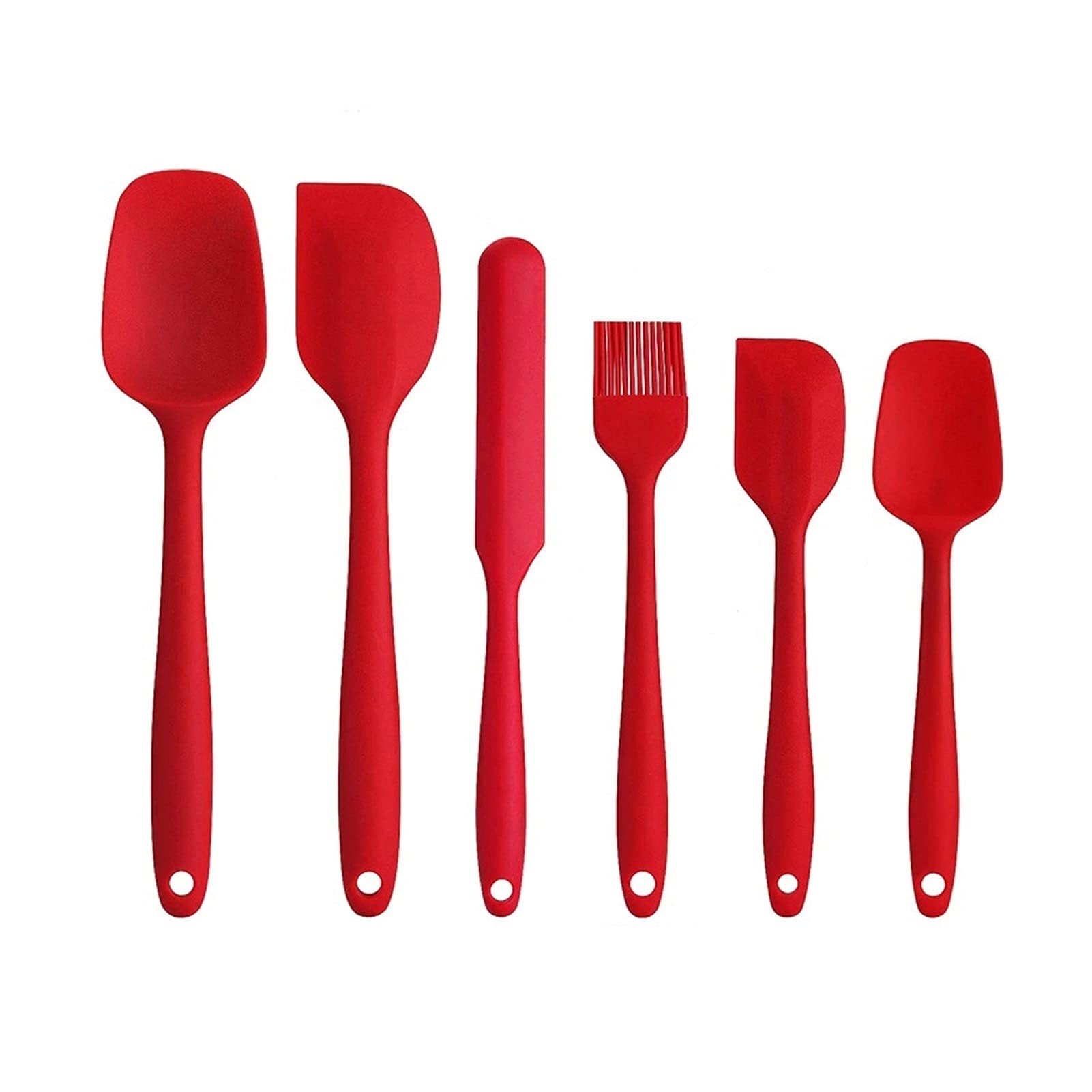 caihuashopping Teigschaber 6-teiliger Silikonspatel-Set Wärmebeständige Backwerkzeug Spatel Kuchen Dekorieren von Utensilien zum Kochen Backen Mischbacken Spatel (Color : Red)