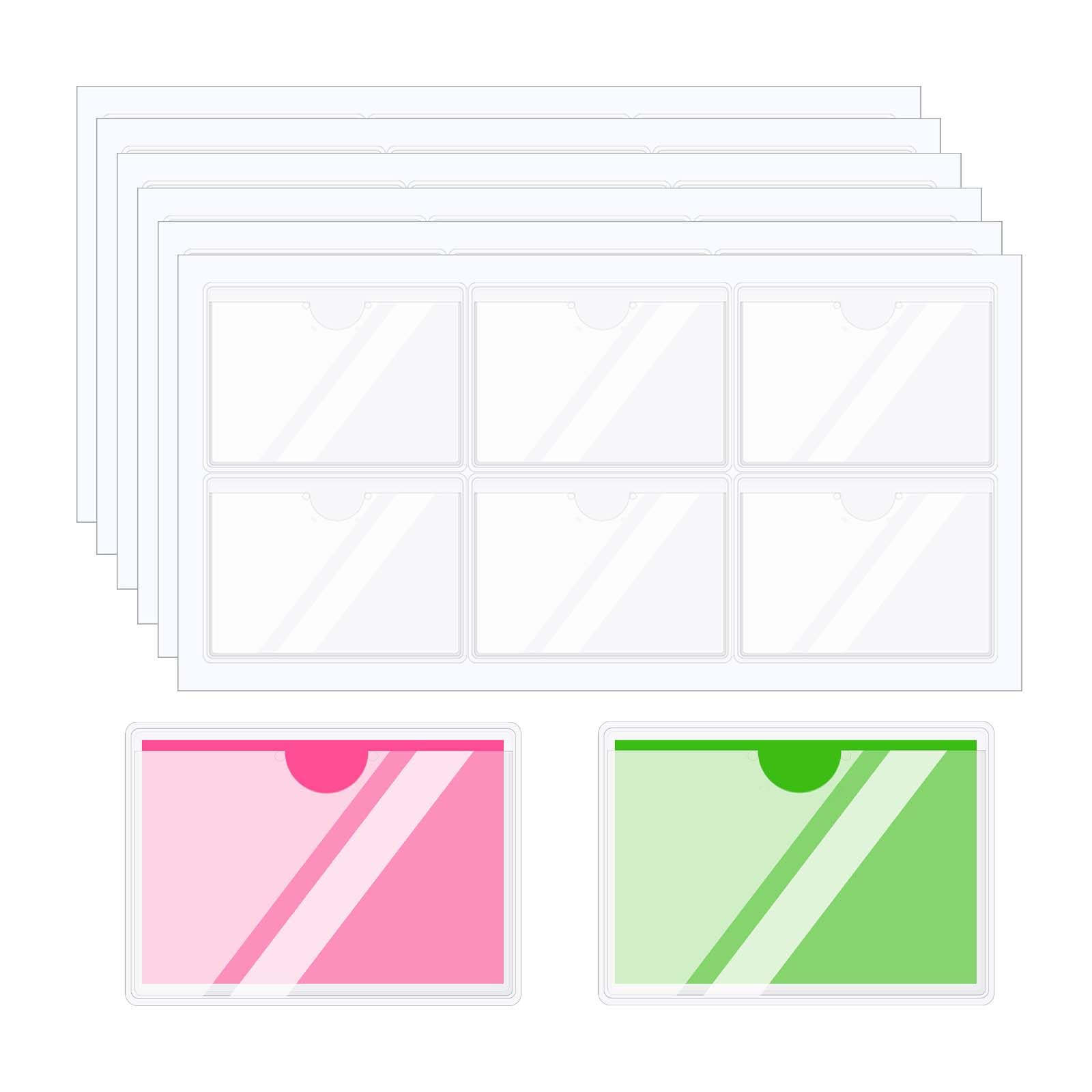 PATIKIL 40Pcs Label Holders Adhesive Label Pockets, 3x2inch Index Card Pockets Card Tag Holder for Note Card Storage Bin Bookshelf Mailbox, Clear