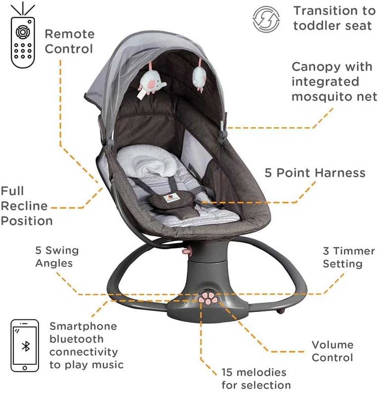 Baby sleeping peacefully in the Mastela 3-in-1 Baby Rocker Electric Swing with the mosquito net fully deployed, providing protection.