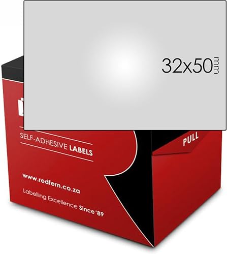 Redfern Rectangular Colour Code Label Roll, 32 mm x 50 mm Size, Silver