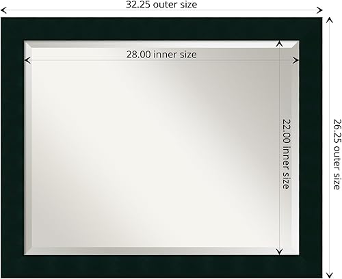 Miniatura 4 de Amanti Art Espejo de baño de madera, espejo de pared negro Tribeca para usar como espejo de tocador de baño sobre el fregadero (26.25 x 32.25