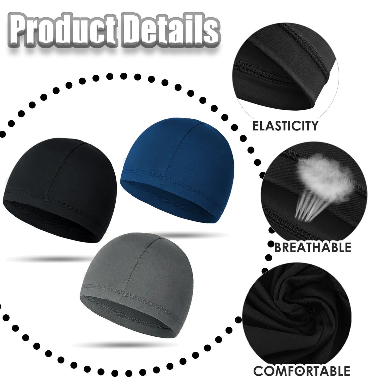 3 Piezas Transpirables Absorbentes del Sudor Ciclismo Skull Cap Correr Hat Sombrero de Casco Gorra Calavera Gorra Calavera