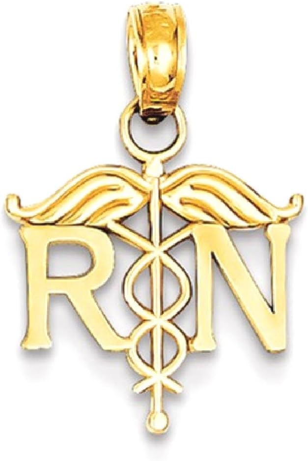 IceCarats 14K Solid Yellow Gold Small Medical Caduceus Pendant Necklace 15mm 5/8 inch Polished For Her