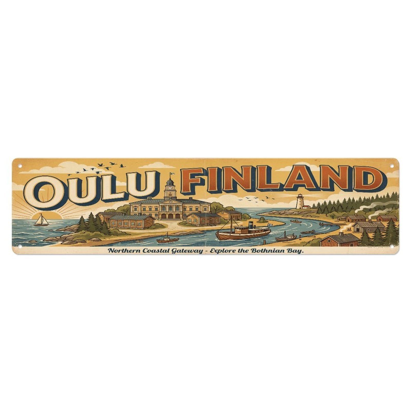 Tgrcjimh Style Metal Tin Sign Retro Travel Finland Oulu
