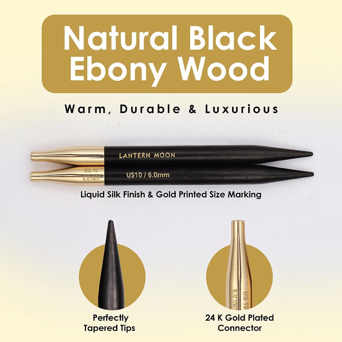 Lantern Moon Ebony Wood Interchangeable Circular Knitting Needles 5" (13cm) | US Size 13 (9mm)
