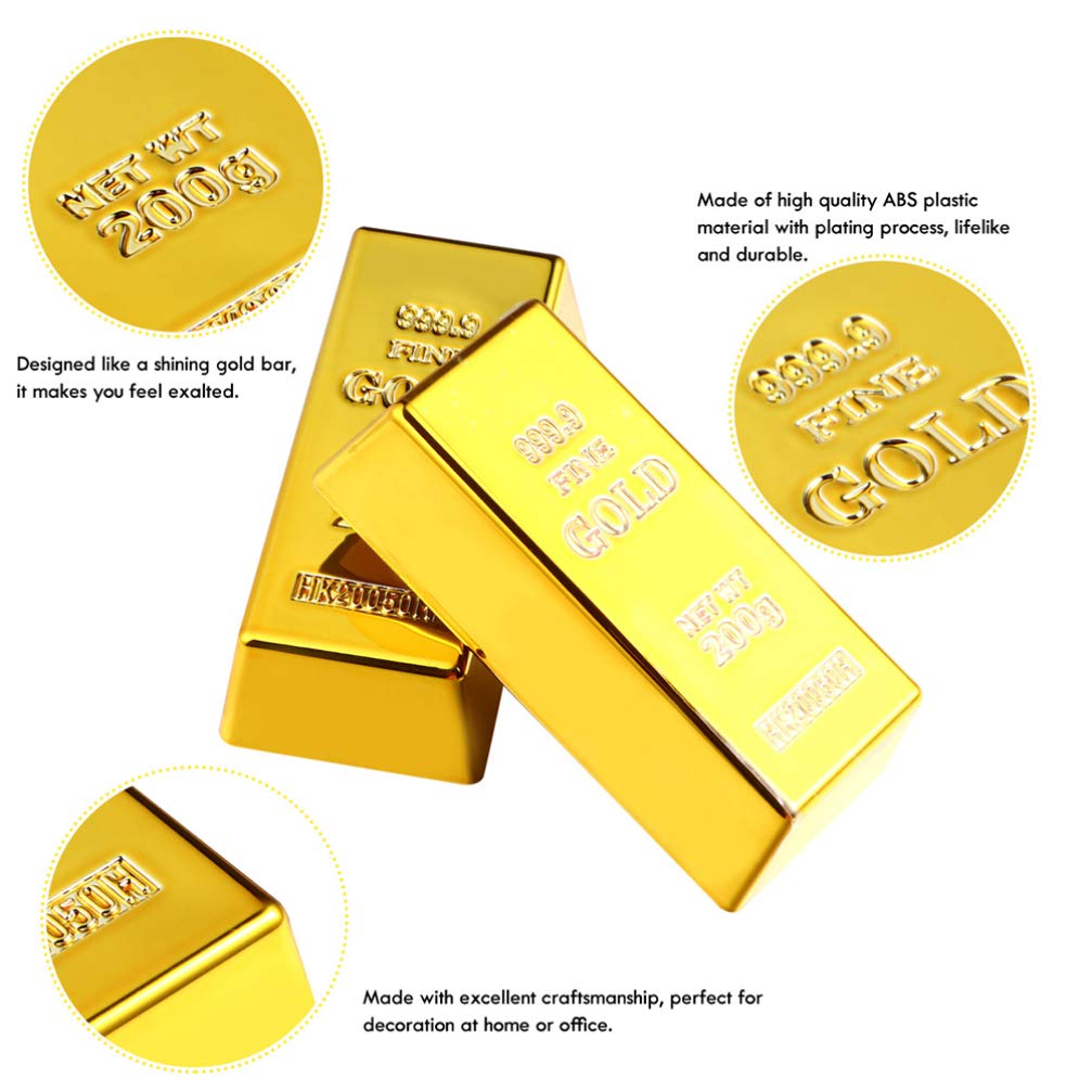 BESTOYARD 5pcs Fake Gold Bar Replica Gold Bar Fake Golden Brick Bullion