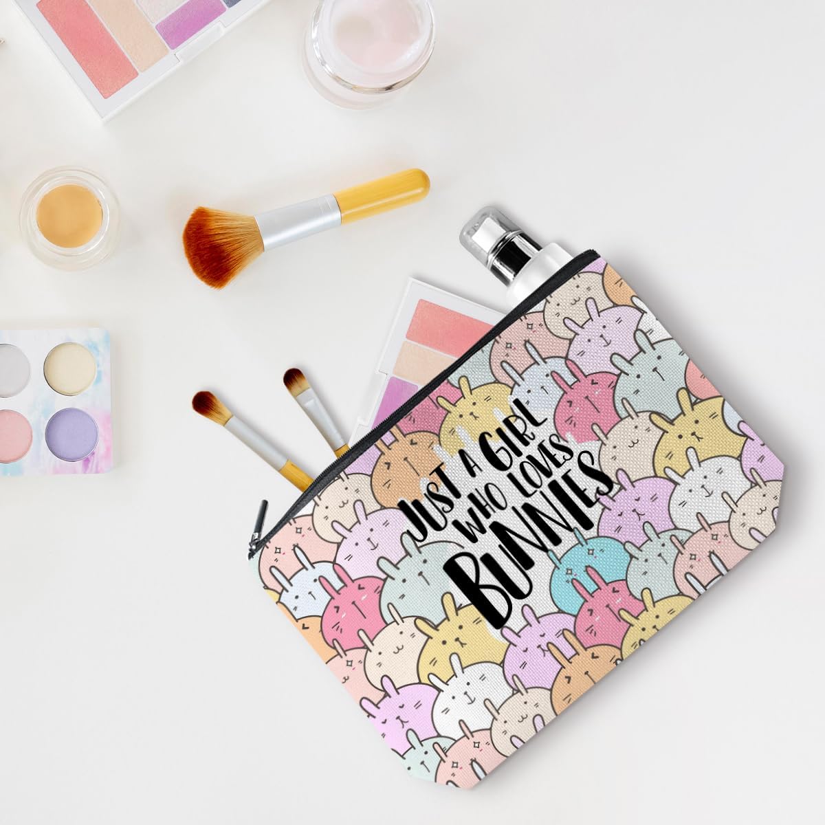 Cute Bunnies Makeup Bag Bunny Gifts Cosmetic Travel Bag Bunny Accessories Decor Stuff for Animal Bunnies Lovers Women Breeder Coworker Girls Best Friend Funny Skincare Bags for Christmas Birthday - Image 4