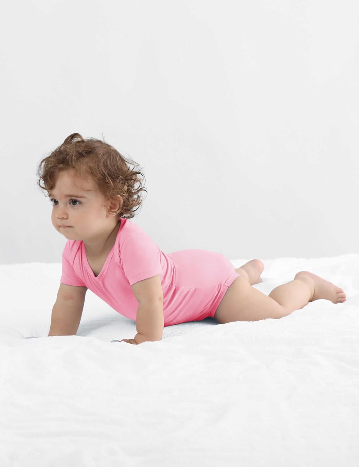 Baby Solid Bodysuit - Super Soft Rayon made from Bamboo - Short Sleeve Long Sleeve Newborn Infant Boy Girl - 5-Pack - Image 3