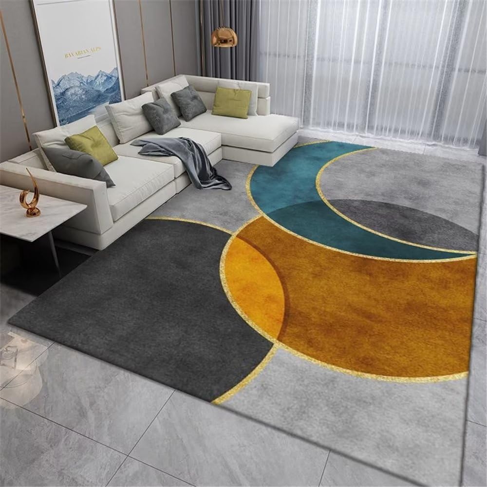 Tapis chambre enfant fille gris et jaune pour ados