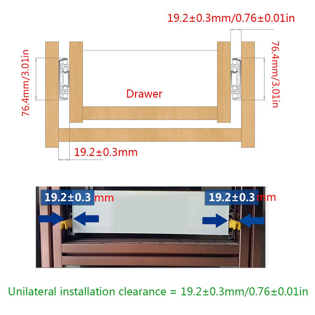1 Paar Schwerlast Industriell Schubladenschienen mit Arretierung,3 Falten Vollauszüge Kugellager Stumm,Ersetzen Schubladenführung,Breite 76mm/3in,Tragkraft 220KG (46in(1168.4mm))