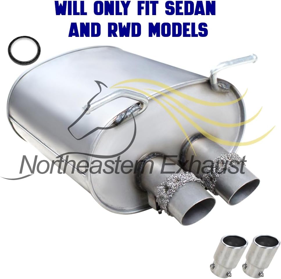 Exhaust Muffler and Tips Compatible for 2003-2004 Infiniti G35 3.5L | Stainless Steel | Northeastern Exhaust | Free Gasket, Hangers and Bolt Kit Included | Automotive Replacement Part