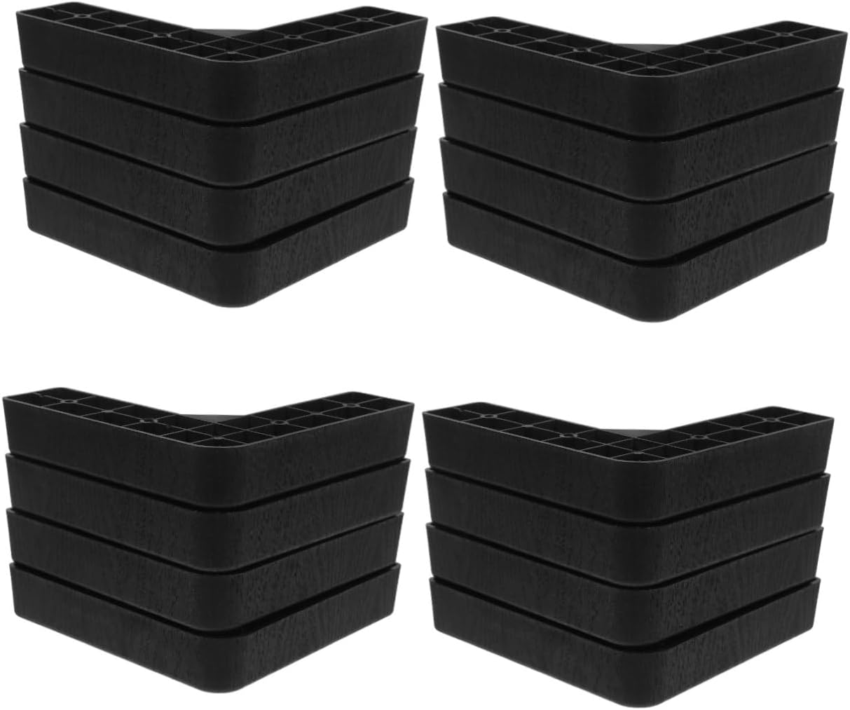 jojofuny 16pcs Plastic Furniture Risers Shaped Design for Sofa and Bed Support Skid Feet Elevators Lightweight Plastic for Preventing Sliding and Tilting