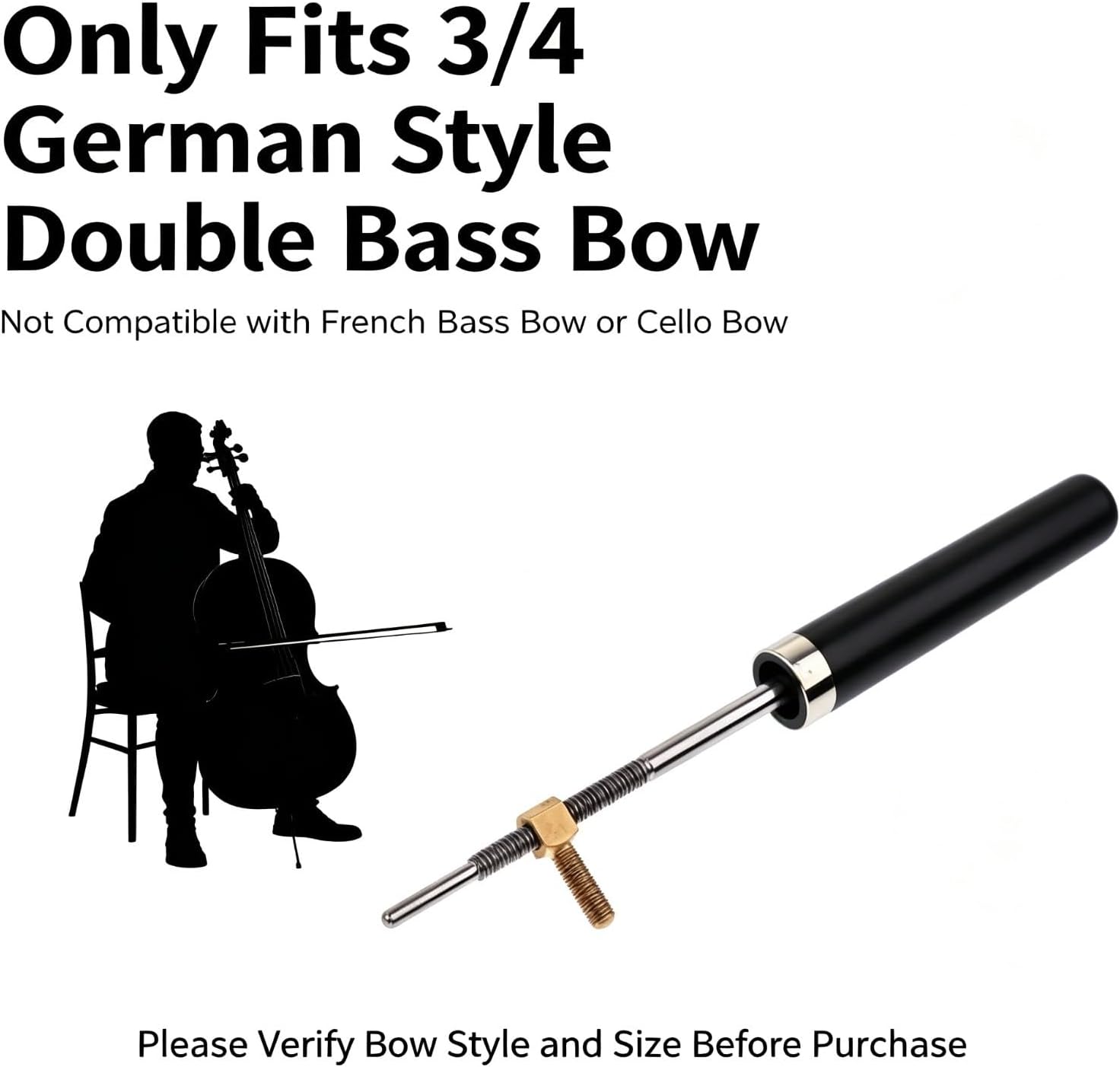 Double Bass Bow Frog Screw, 3/4 German Bass Bow Replacement Screw