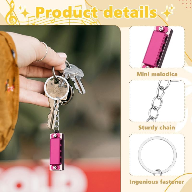 Sisadodo Mini Harmonica Keychain for Men Fathers Day Birthday Gifts for Women Black Harmonicas Key Chains for Music Lover image 5