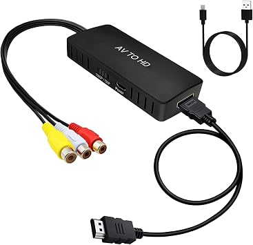 RCA to HDMI Conversion Converter AV Composite HDMI Conversion Adapter 3-Color Terminal HDMI Conversion for Old Game Consoles PS1, PS2, SNES, Wii, N64 Old Recorders DVD, VCR, VHS and Other Devices