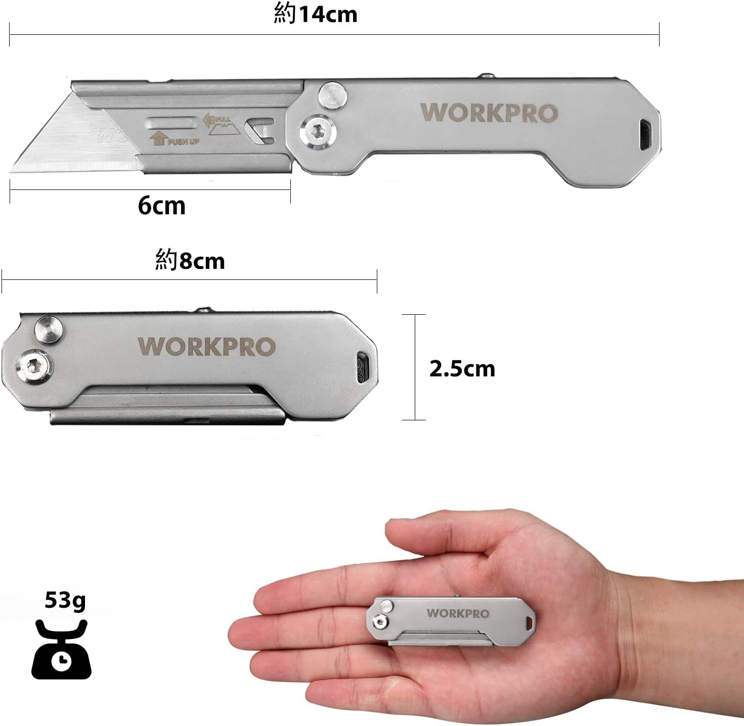 WORKPRO EDC Folding Utility Knife, Mini Box Cutter with Quick Open Axis Lock, Quick Change Blade Razor Knife, Foldable Small Pocket Knife with Belt Clip