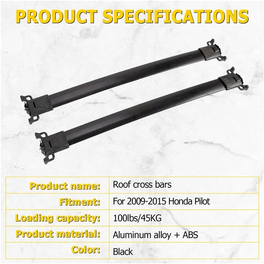 Car Roof Rack Cross Bars Compatible for Honda Pilot 2009-2015 Aluminium Alloy SUV Luggage Kayaks Bike Canoes Rooftop Holder