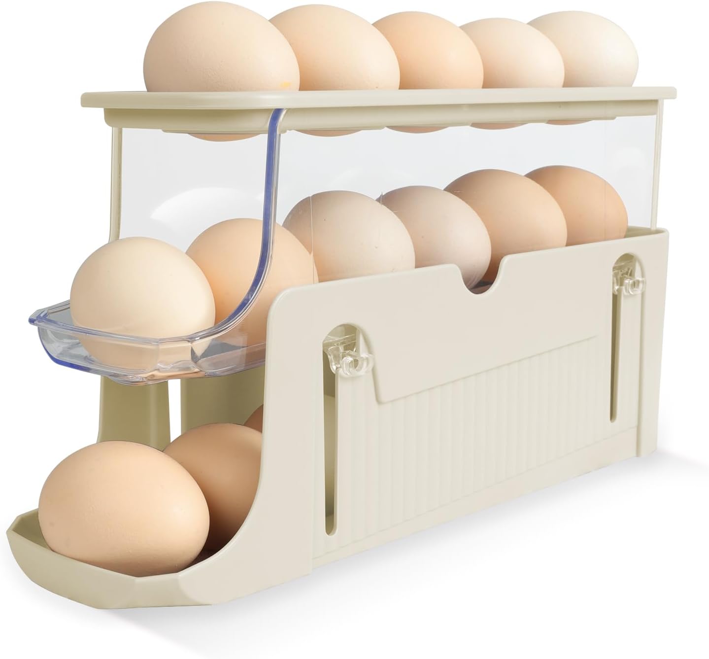 Amazon.com: 2 Pack 4 Tiers Egg Holder for Fridge, Automatic Scrolling ...