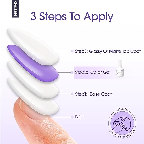 Miniatura 6 de Gellen Capa base de gel  Esmalte de uñas de gel de 0.7 fl oz (0.6 fl oz), capa base de lámpara de uñas de calcetín para uñas, fórmula suave mejorada