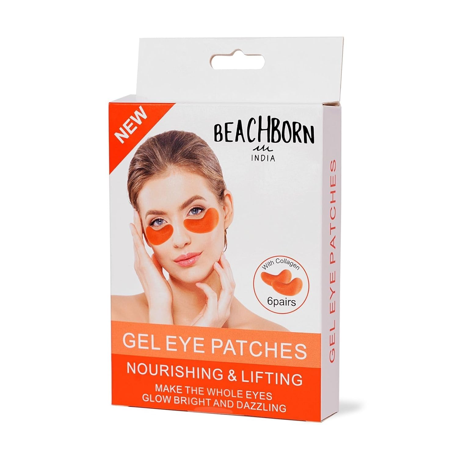 BEACHBORN INDIA Gel Eye Patches Hydrating & Refresh for Puffy Eyes, Under Eye Bags & Dark Circles, Natural Collagen Eye Gels Pads, Crystal Anti-Aging Eye Mask (6 Pairs) (Orange)-image-16