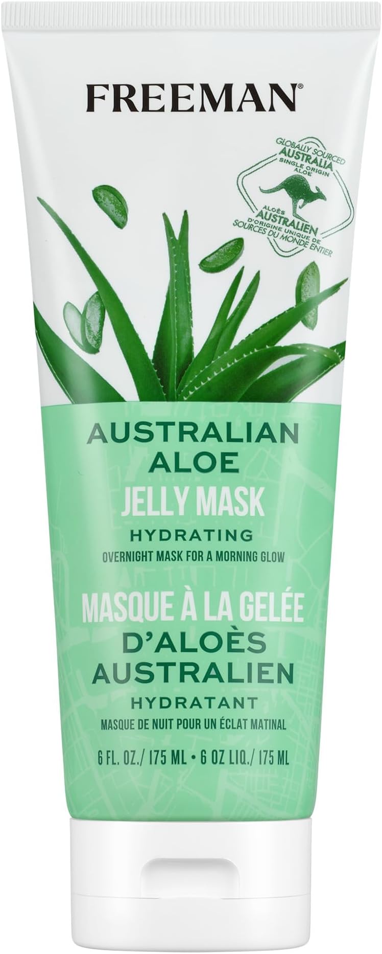 Exotic Blends Australian Aloe Jelly Mask, Leave-On Overnight Facial Mask, Calm, Soothe Irritation, & Hydrate Dry Skin, Clean Skincare, For All Skin Types, 6 fl. oz./175 ml. Tube