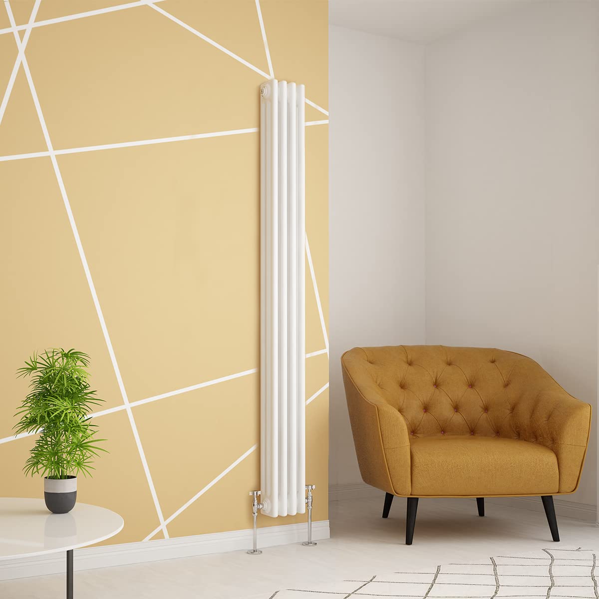 Warmehaus Traditional Radiator Triple Column White Vertical Cast Iron Style Central Heating Tall Radiator -1800 x 200mm โ image 1