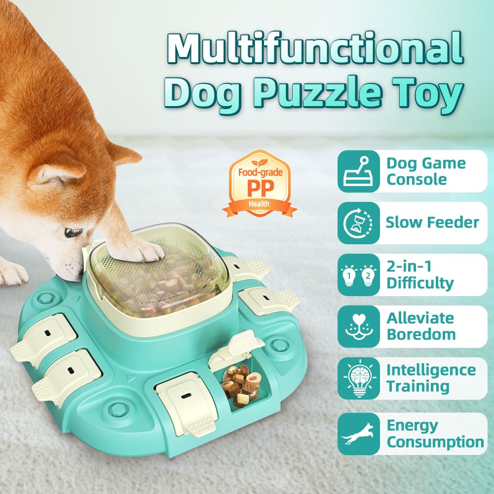 Jouet puzzle interactif pour chien, alimentation lente, fonction de distribution de friandises, idéal pour l'entraînement et le divertissement du QI, convient à toutes les races de chiens