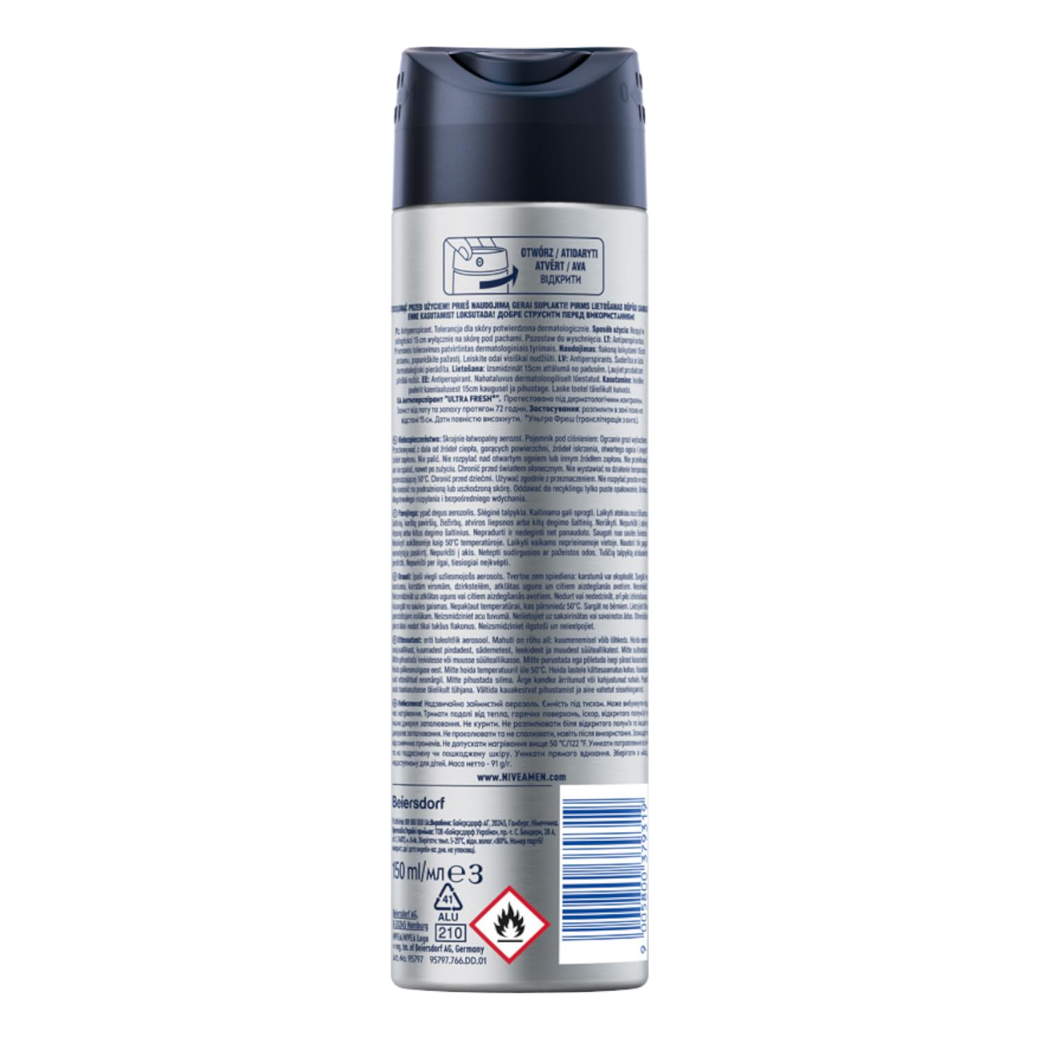 Nivea Men Deo Aerosol Zitrus 150ml 72-Stunden-Schutz (Packung mit 5)