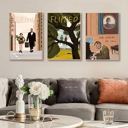 Amazon クラシック有名な映画レオン有名人ポスター印刷プロブラックホワイトキャンバス絵画インテリアヴィンテージ壁アートパネルホーム写真装飾50x70cmいいえフレーム ウォールステッカー オンライン通販