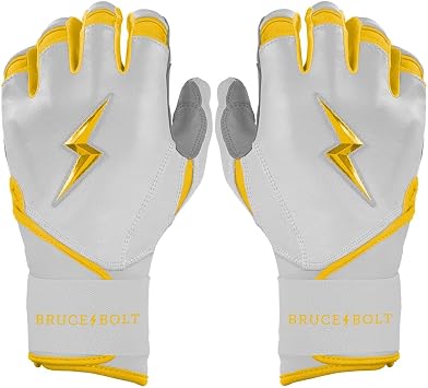 BRUCE BOLT Chrome Series Long Cuff Batting Gloves - Multiple Colors - Adult & Youth Sizes