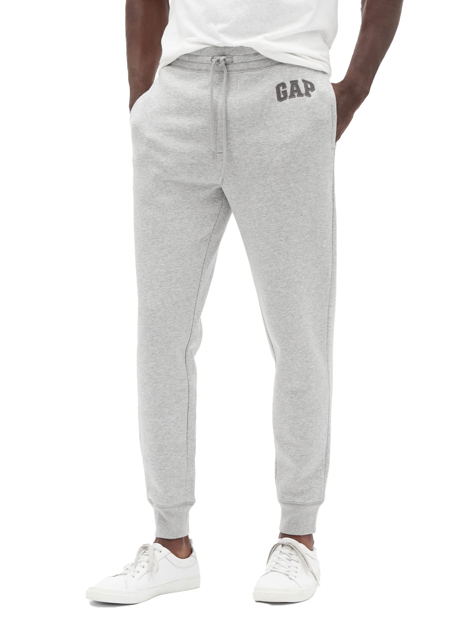 Gap Men's Light Heather Grey V-Heritage Logo Jogger Sweatpants, Medium