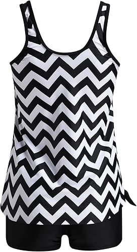 Miniatura 7 de Conjunto de bikini con volantes de natación de 2 piezas con pantalones cortos parte superior impresa trajes de baño para mujer conjunto de tankinis