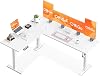 OffiGo Corner Desk, 180 x 140 cm Electric Standing Desk with 3 Memory Smart Panels, Reversible L Shaped Rising Table, Height Adjustable Table for Home Office Workstation, White