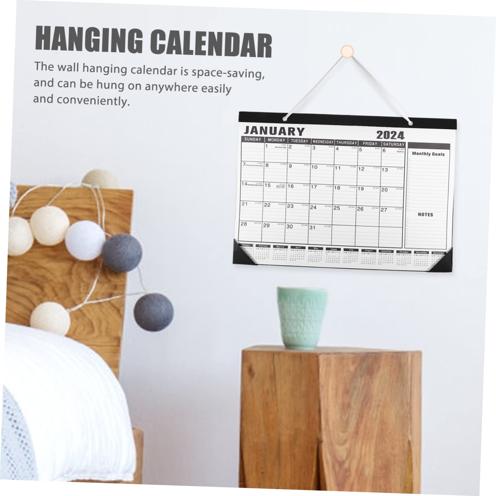VILLCASE 4 Pezzi Calendario Mensile Inglese Conto Alla Rovescia Per Ufficio Domestico Con Robusto Spazio Per Appendere Alla Parete E Scrivere