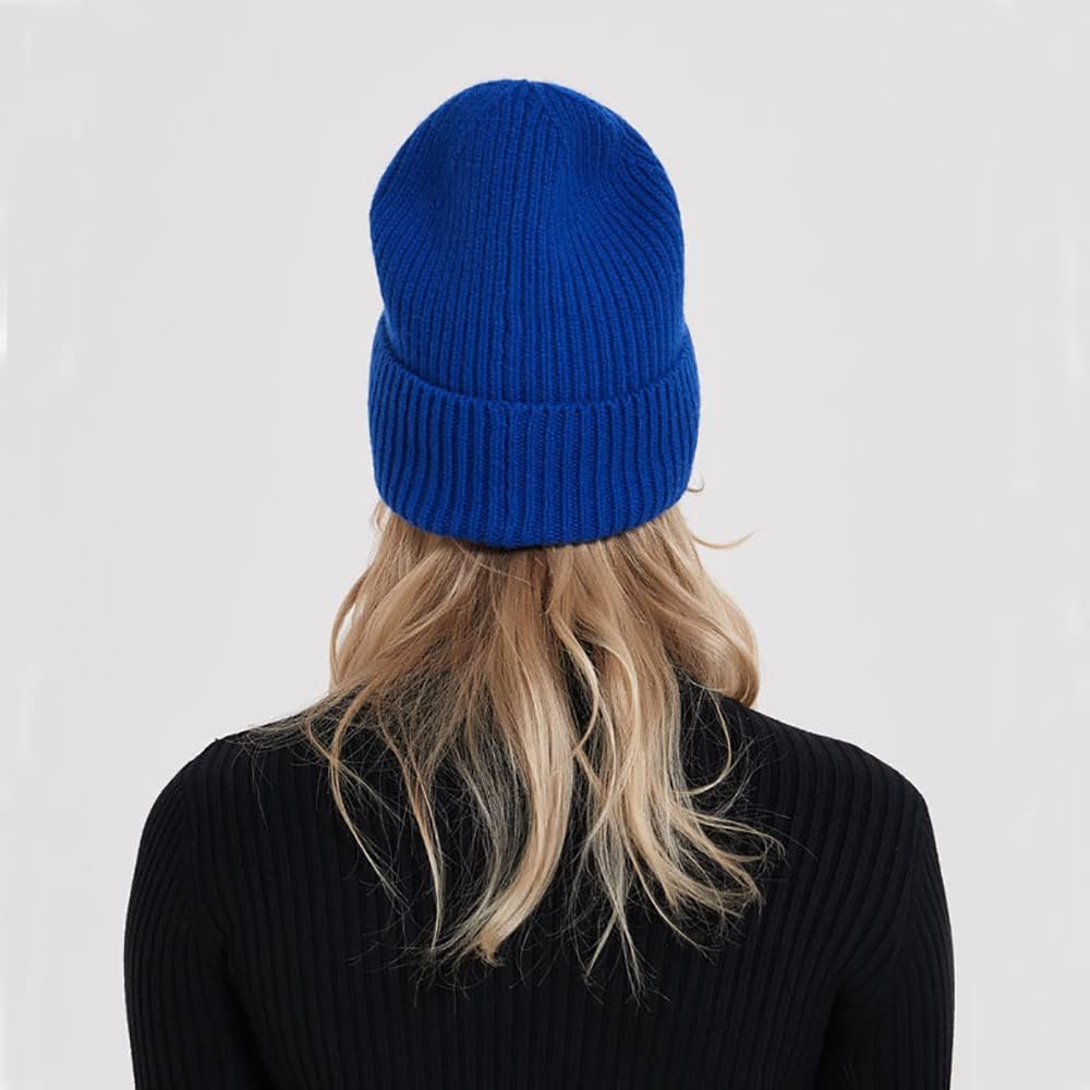 Knit Beanie Hat 100% Sheep Wool Beanie for Men and Women Pure Wool Ribbed Knit Warm Winter Hat