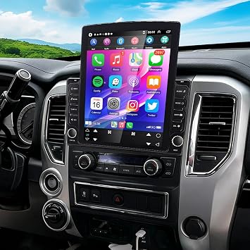 2+32G Double Din Android 14 Car Stereo for Nissan Titan 2017 2018 2019 with Wireless CarPlay Android Auto, 9.7 Inch Touchscreen Display Radio Player Head Unit with GPS Navigation SWC Mirror Link WiFi