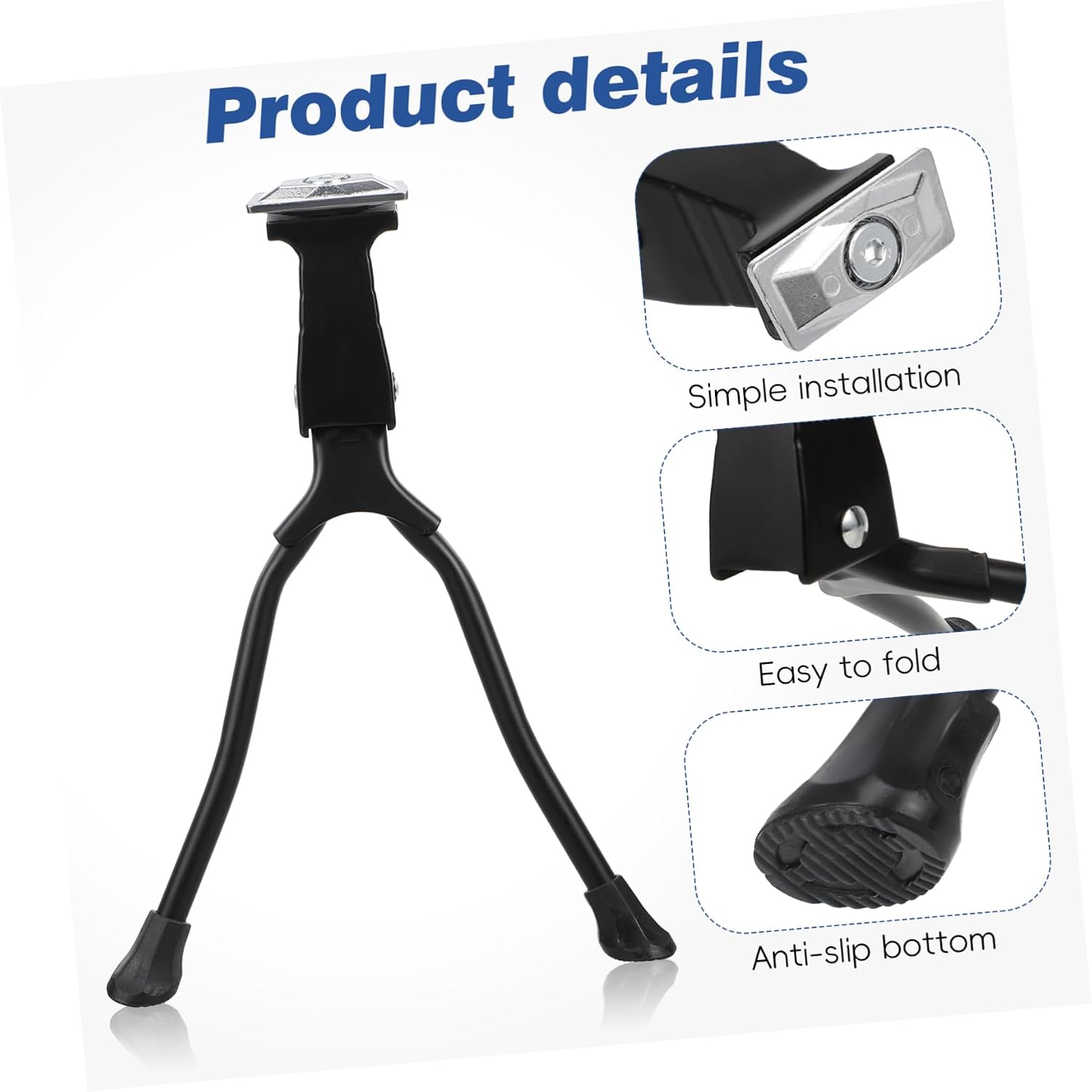 Aluminium Alloy Mountain Bike Kickstand Double Leg Side Stand with Non-slip Foot for Stable Parking Rack Support Suitable for Bikes and above Black