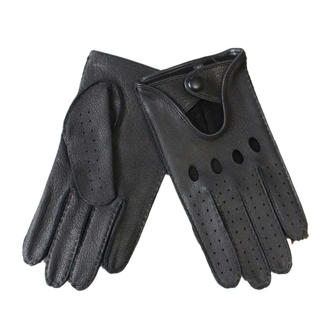 Gants de conduite en cuir pour homme - En cuir - Non doublés - Pour écran tactile