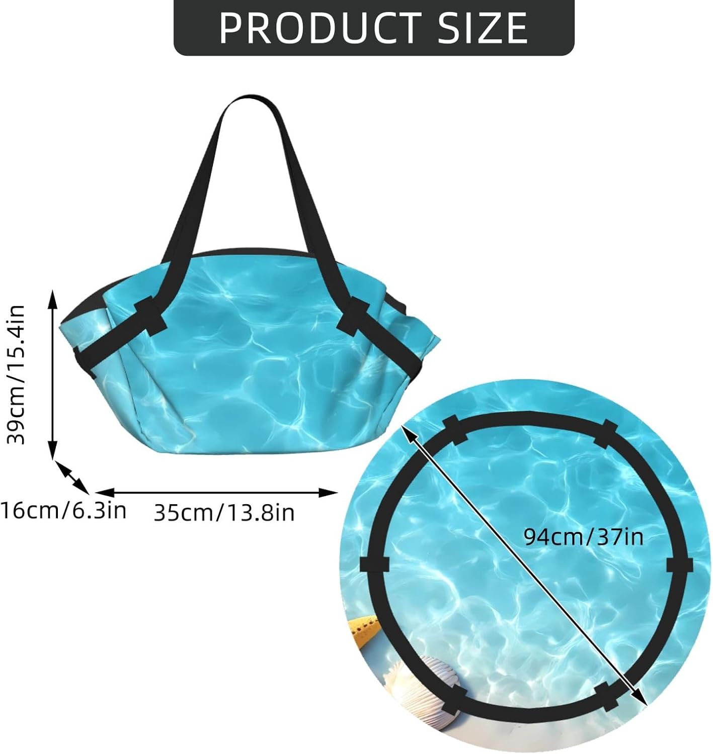 Coral And Seashell On The Beach Pattern Foldable Camping Tote Bag Picnic Blanket Bag Portable Beach Mat Tote Waterproof Outdoor Picnic Mat Carry Bag