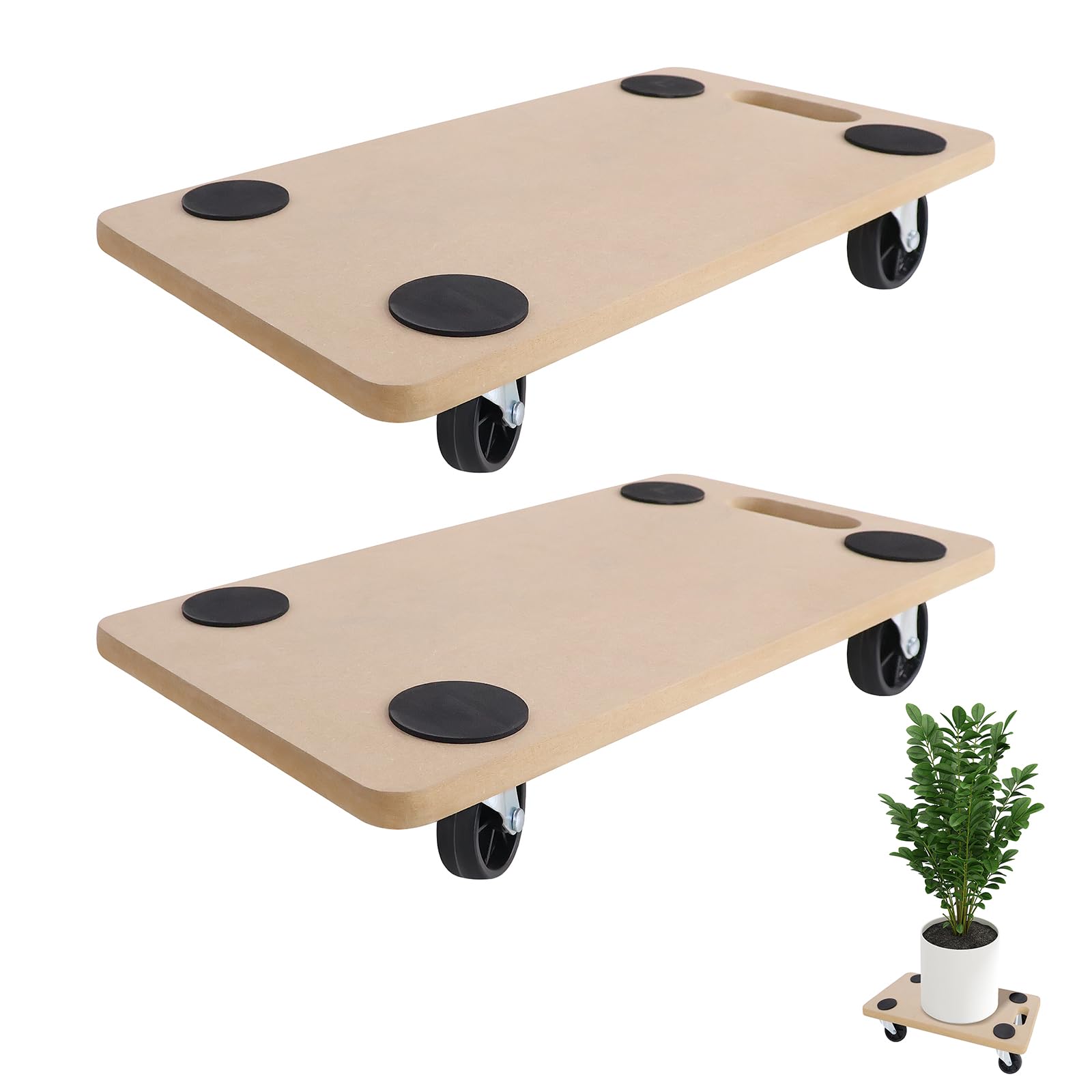 Aufun 2 Pezzi Carrello da Trasporto con Ruote Antiscivolo 58 x 29 cm, Carrello da Trasporto per Traslochi e Officine, Incl. Pastiglie di Gomma, Carrello da Trasporto per Mobili, Utile per Interni e