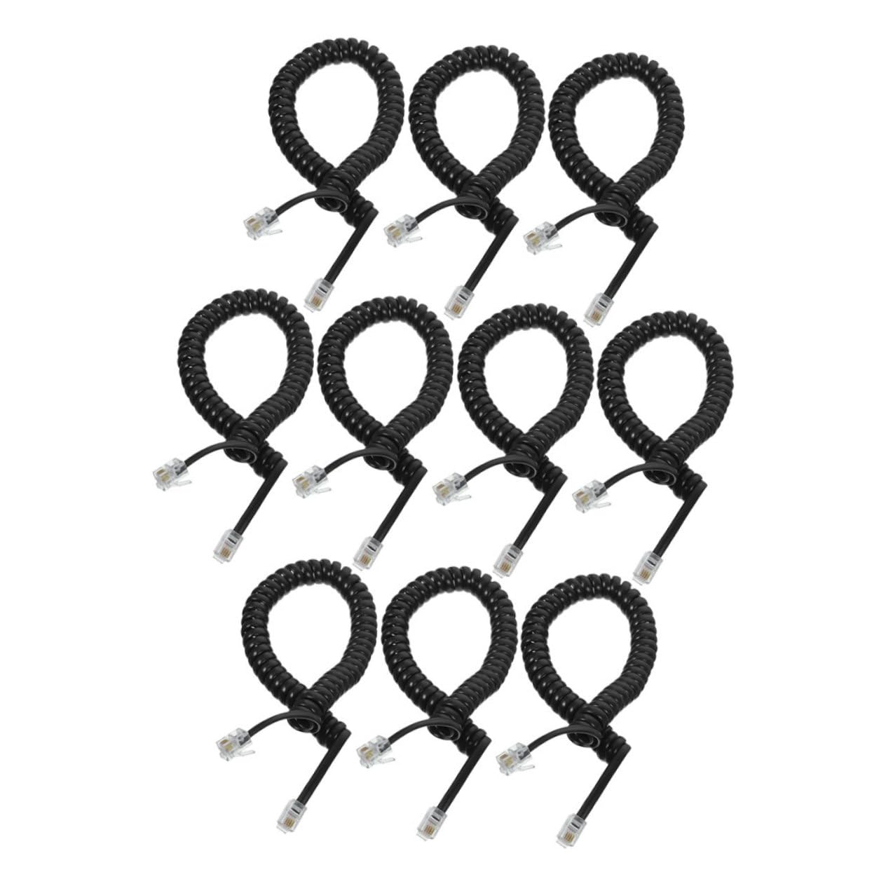 Holibanna 5 Series Cable Telefónico Espiral Para Teléfono Fijo Unidades Cuerda Enrollada Resistente Y Flexible Recambio Duradero Para Auriculares De Línea Fija Color Negro 10 Piezas X 5